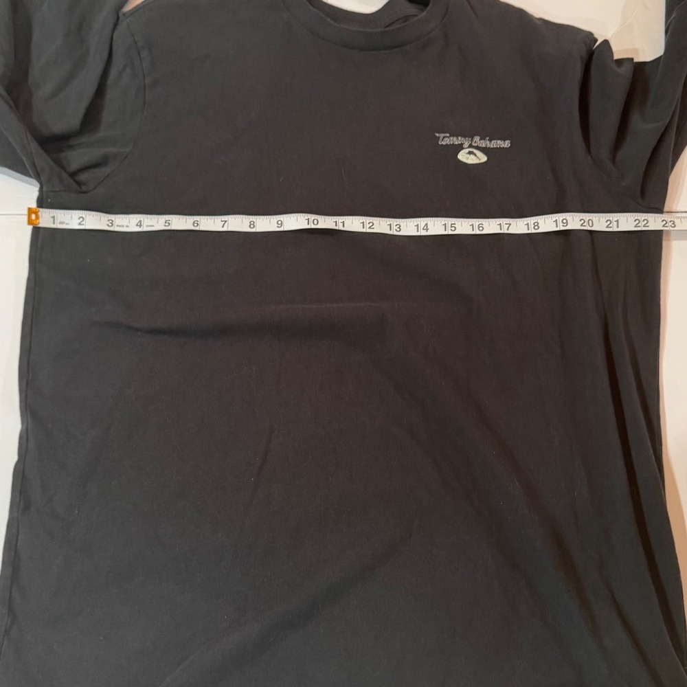 Tommy Bahama Long Sleeve Graphic T-Shirt Large Black Cotton Football Weekend Tee - Picture 4 of 8